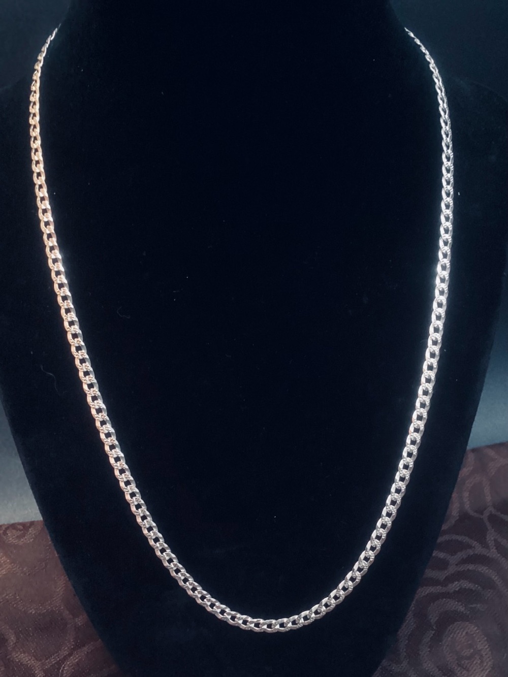 Sterling silver Diamond Cut Cuban Link Necklace